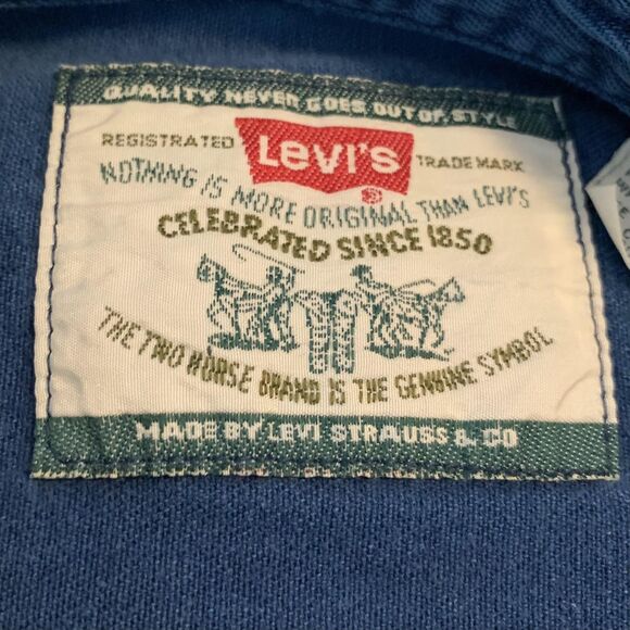 Vintage Levis Denim Shirt Mens Large Blue Long Sleeve Button Front Western 90s - Picture 4 of 10
